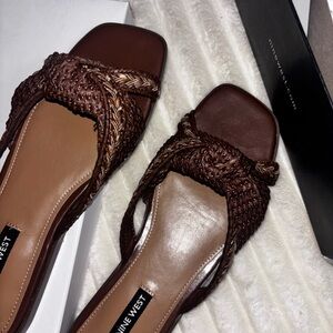 Nine West Dark Brown Woven Sandals